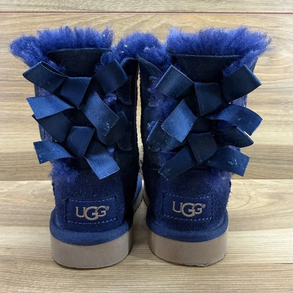 UGG Toddler Girls 6 Navy Blue Bailey Bow Boots Shearling‎ Fur Lined
